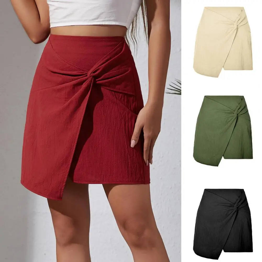 

High Waisted Mini Skirt Stylish Women's High Waist Asymmetrical Split Hem Mini Skirt Collection Slim Fit Streetwear A-line