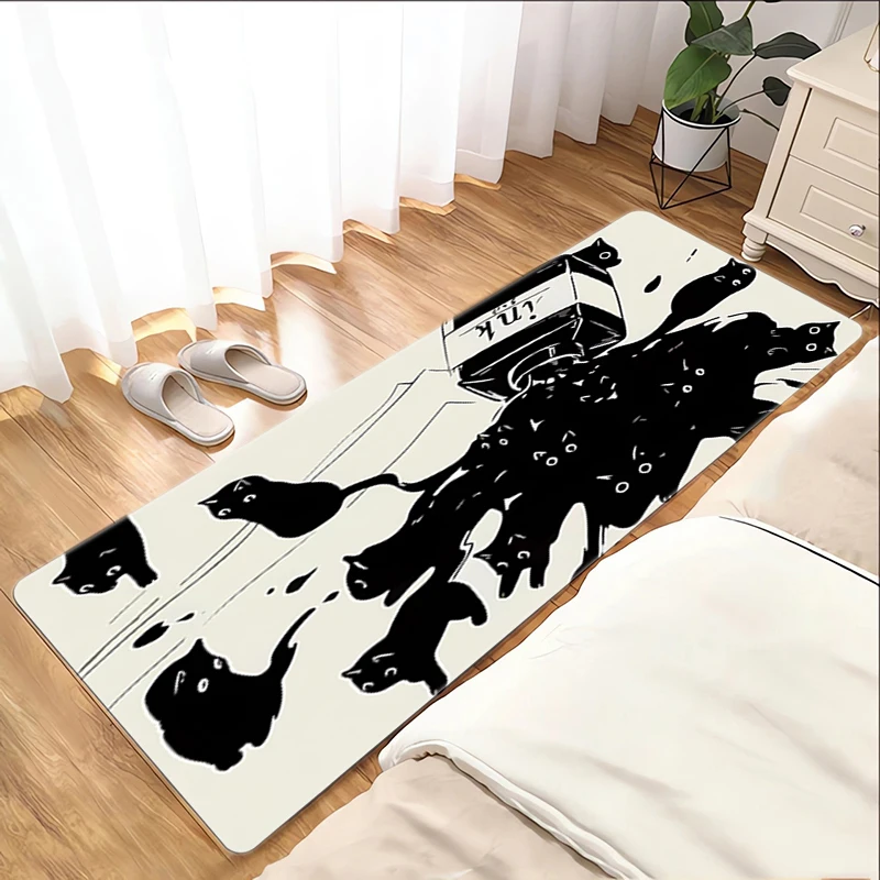 Non-slip Mat Black Cat Bathroom Floor Mats Kitchen Carpet Doormat Entrance Door Rug Home Foot Bath House Hallway Welcome Bedroom 3