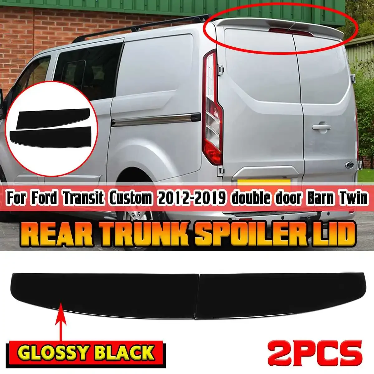 2X Spoiler Posteriore Per Auto Labbro Posteriore Per Ford Per Transit Custom 2012-2019 Double Door Barn Twin Rear Trunk Spoiler Body Kit
