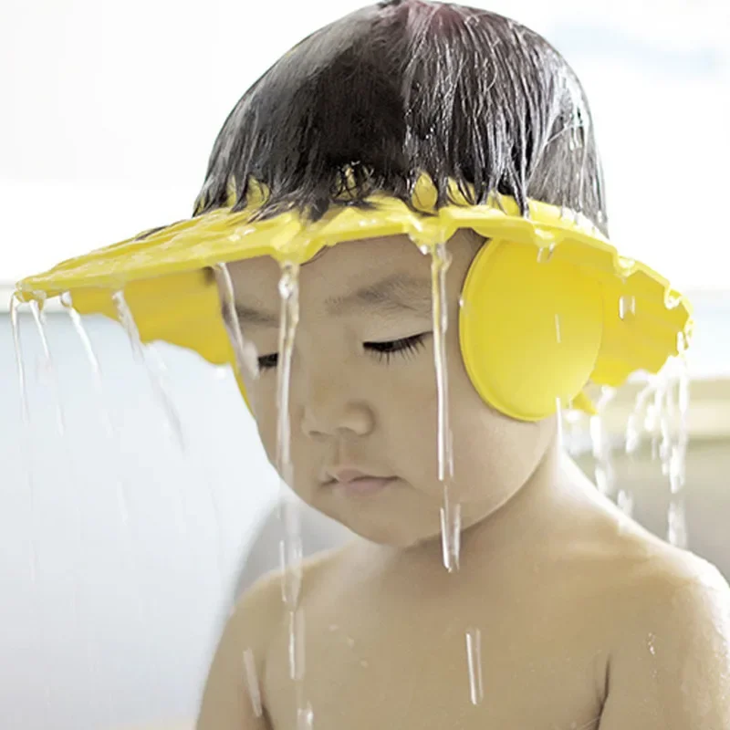 Baby Shower Caps Shampoo Cap Wash Hair Kids Bath Visor Hats Adjustable Shield Waterproof Ear Protection Eye Children Hats Infant