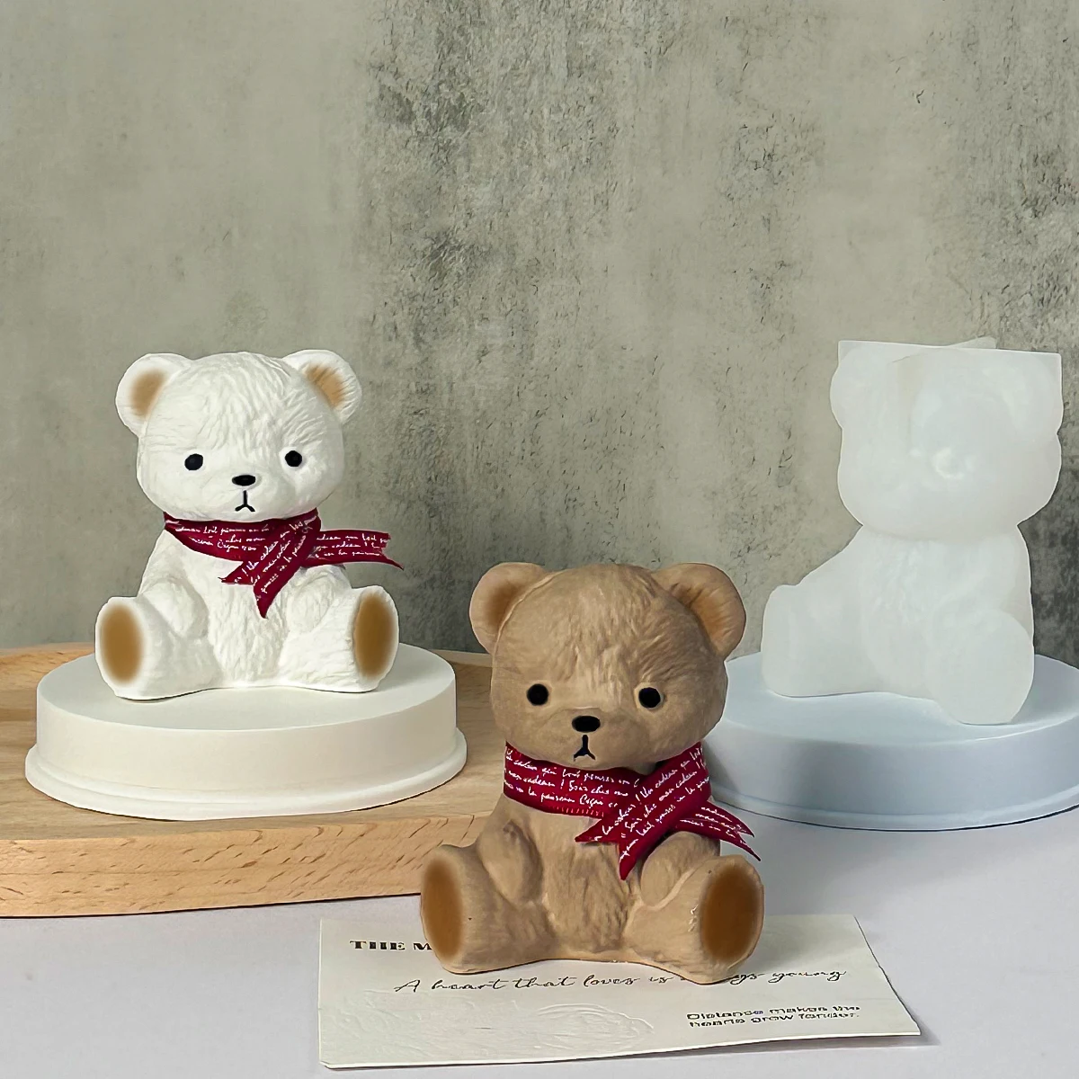 Diy Smiling Teddy Bear Silicone Candle Mold 3D Animal Soap Resin Craft Plaster Making Kit Handmade Ice Cube Mold Home Decor Gift images - 6