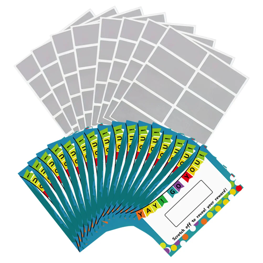 

100 Sheets Scratch Card Decal Stickers Rectangular off Prizes Scratch-off DIY Tickets Cards Paper Glitter Coating Labels Small