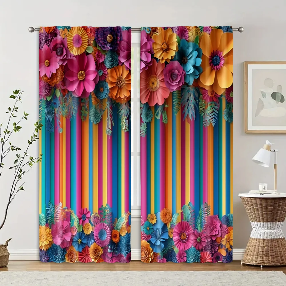 2pcs, Minimalist Curtains 2D print 2025-03-10_Carnival Celebrations Fabric (without rod) Decorations Outdoor Perfect for Bedroom 2