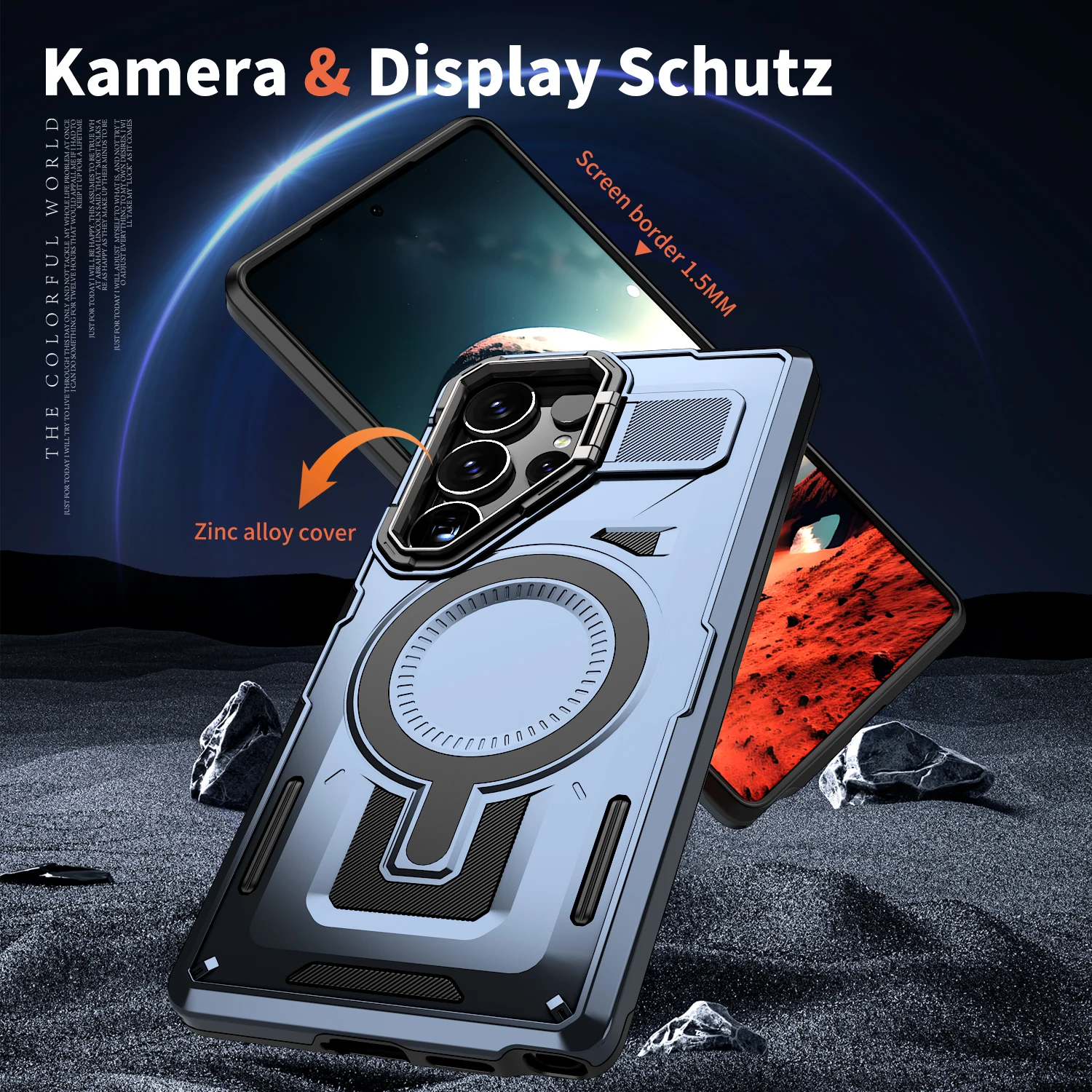 Shockproof Armor Case with Metal Camera Holder and Rugged PC Cover