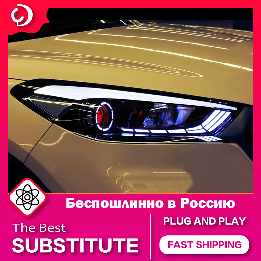 

AKD автостайлинг фары для Tucson 2015-2018 светодиодный фары DRL рабочий сигнал поворота Светильник проектор автомобильные аксессуары