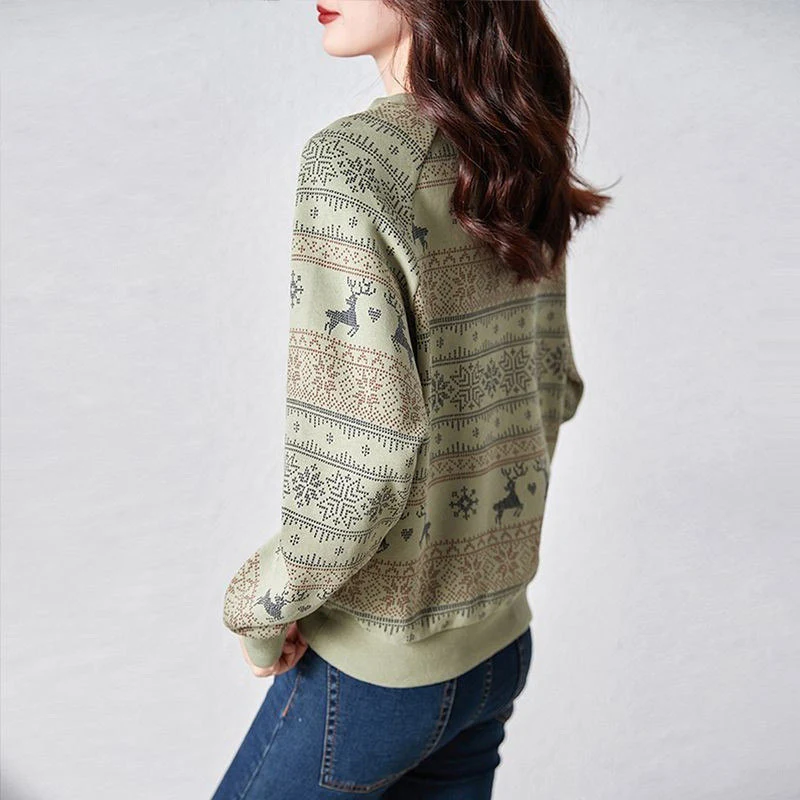 Korean Style Vintage Print Long Sleeve Top Female Spring Autumn Women Casual Streetwear Loose Pullover Sweatshirt Clothing 2023