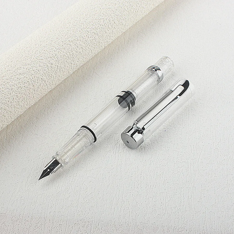 新しい透明な樹脂製万年筆,ef/fペン先,0.38/0.5mm,オフィスやビジネス