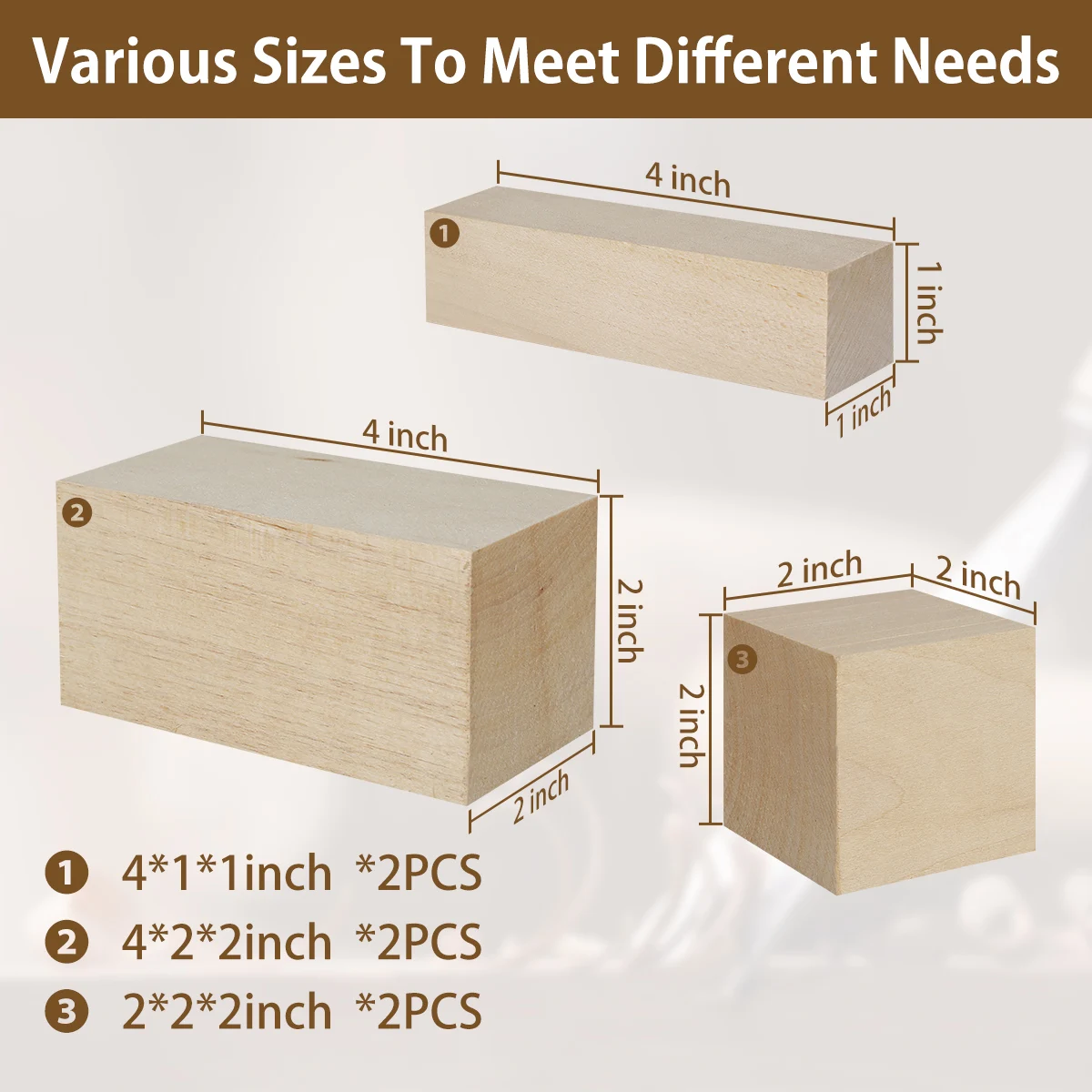 Basswood Blocks for Carving (8 Pieces - 1 1/4 x 1 1/4 x 5) - Wood  Carving Kit with Unfinished Whittling Wood Blank Blocks