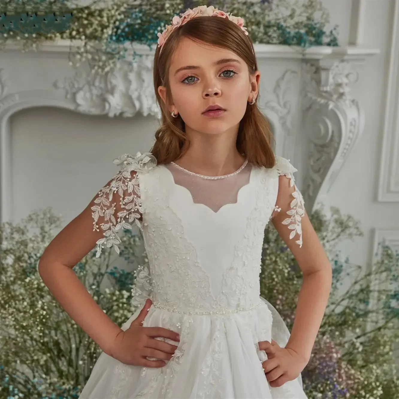 Flower Girl Dresses First Communion Ball Gown for Weddings Satin A Line Floor Length Boho Princess Kids Evening Party flower girl dresses