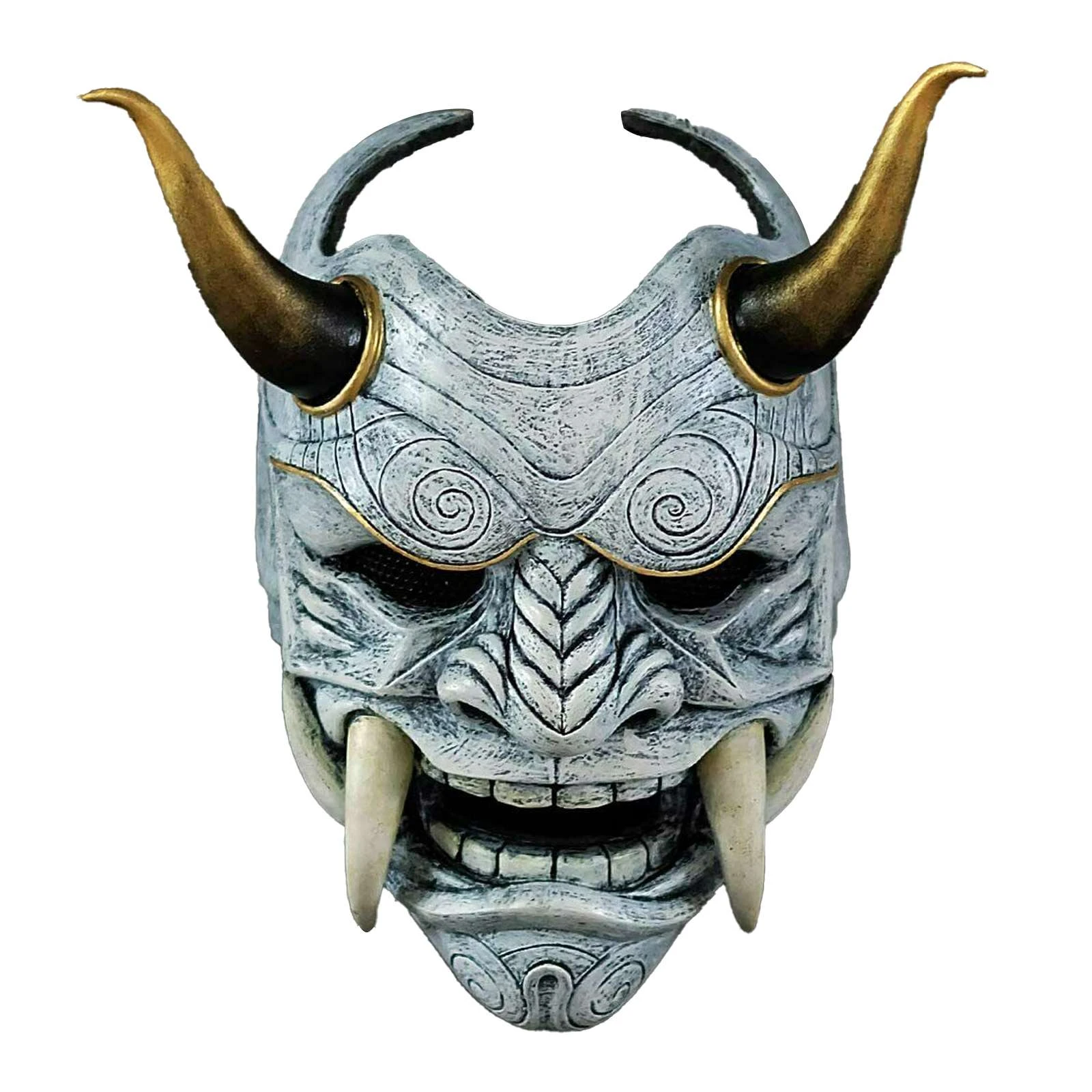 Unisex Halloween Gezicht Maskers Japanse Demon Oni Samurai Noh Kabuki Prajña Duivel Masker Latex Party Maskers|Feest maskers| - AliExpress