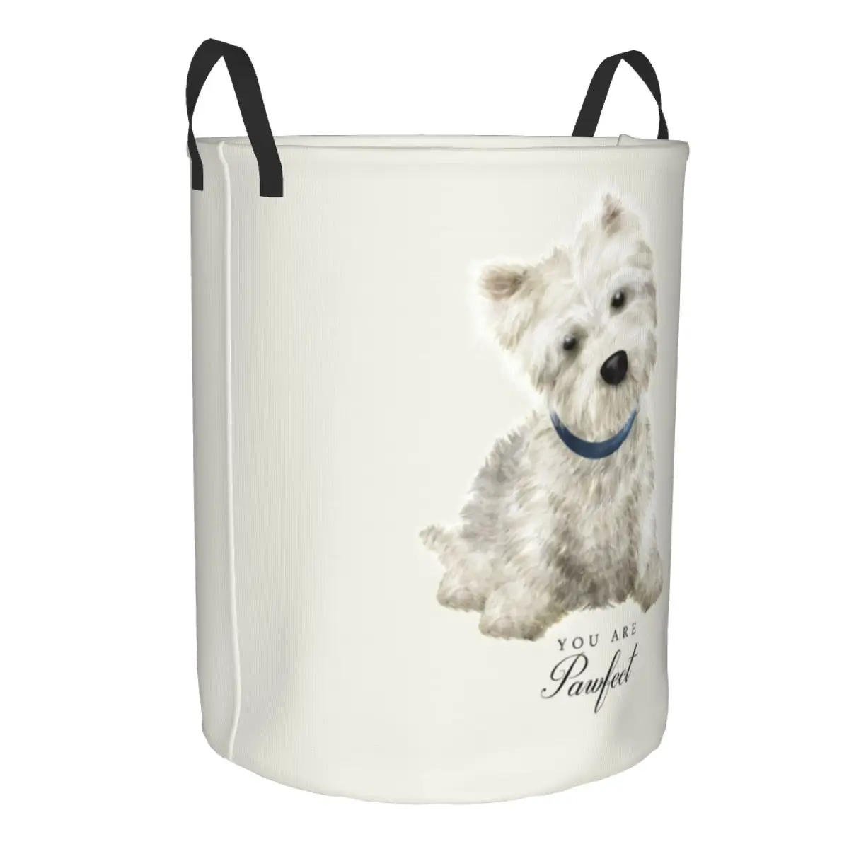 사용자 정의 웨스트 하이랜드 화이트 테리어 개 세탁 바구니 접이식 대형 의류 보관함 Westie Baby Hamper