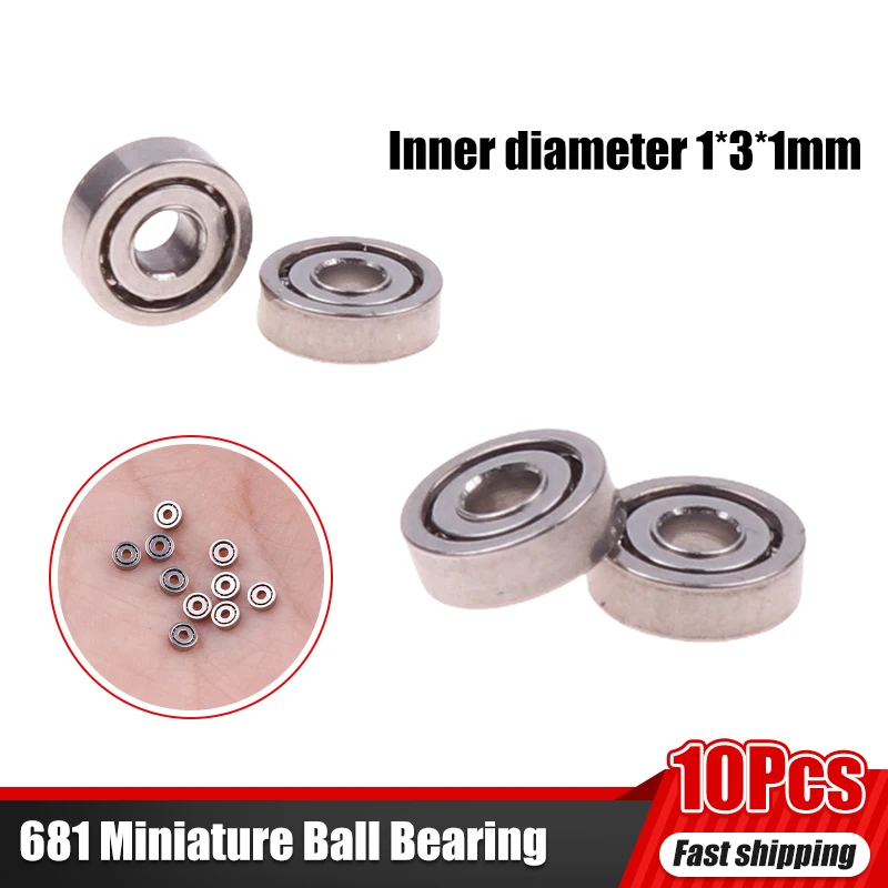 

10pcs Miniature Ball Bearing 681 Inner Diameter 1*3*1mm For Clock Jewelry Ring Bearing Toy