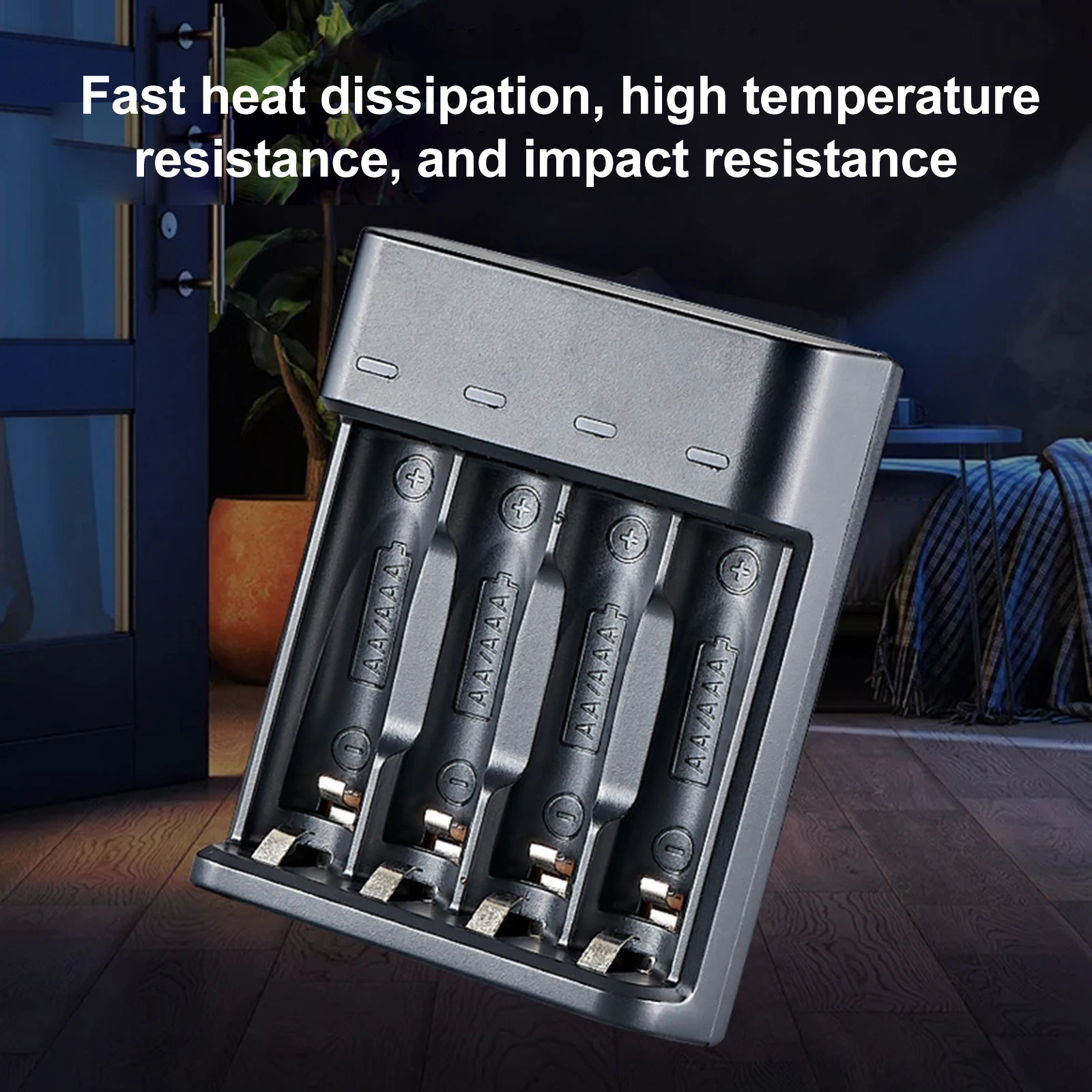 Smart 4-Slot Battery Charger for AA/AAA Ni-MH Batteries Fast Charging USB Plug and Play Rechargeable Battery Charging Dock