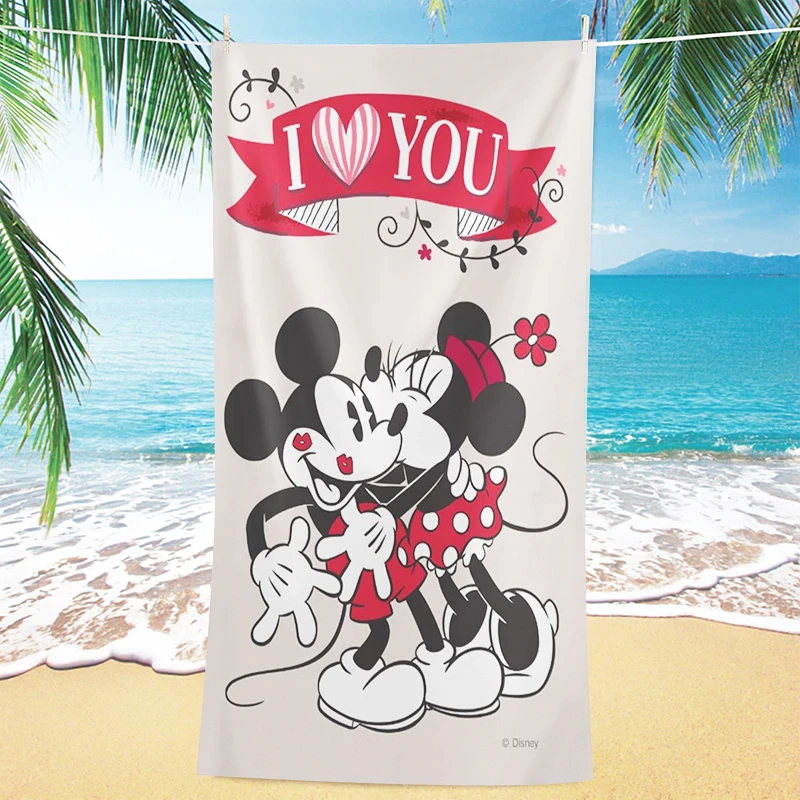 

Beach Towel Mickey Minnie Iloveyou Children's Adult Microfiber Soft and Various Sizes Hotel Bathroom Bath Towel Extra Large