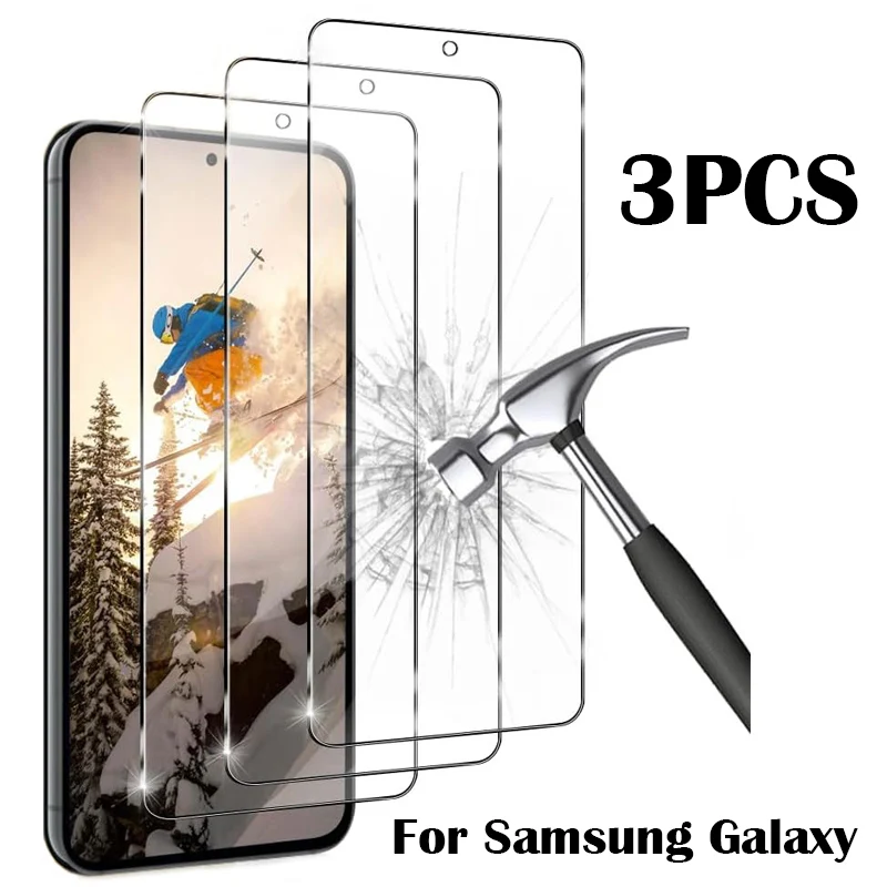 

Закаленное стекло для Samsung Galaxy S23 S22 S21 Plus S20 FE, защитная пленка для экрана Samsung A12, A22, A32, A52, A14, A34, A54, A02S, стекло, 3 шт.