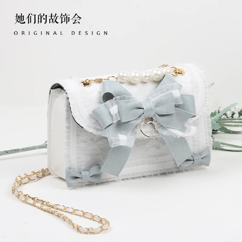 Lolita Shoulder Messenger Bag New Japanese Style Sweet Girl ladies Handbag Bow Pearl JK Bag for Women