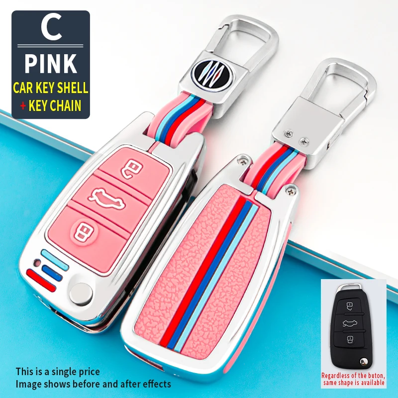 

Zinc Alloy Silicone Car Key Cover Protector Case For Audi A3 A4 A5 C5 C6 8L 8P B6 B7 B8 C6 RS3 Q3 Q7 TT 8L 8V S3 Accessories