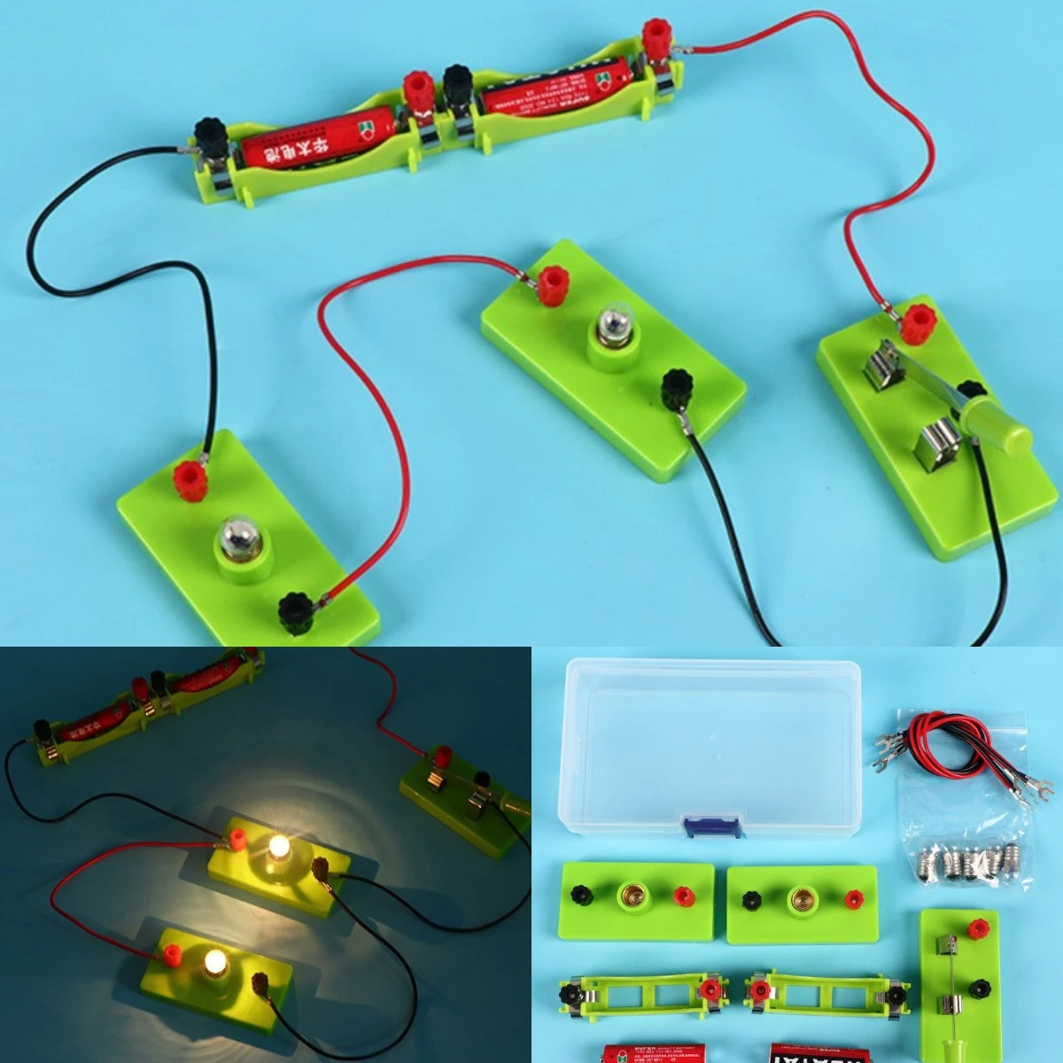 코딩완구 기본 회로 전기 학습 키트, DIY 물리학 어린이 교육 수동 장난감, STEM 실험, 실습 능력 도구 선물