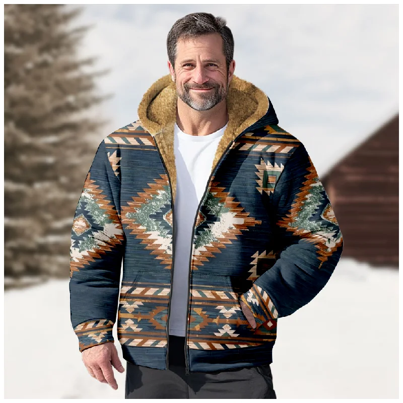 New Totem Italian Cotton Coat Hooded Sweater Casual Print Long Sleeve Zipper Sweater Thick Cotton Coat Autumn and Winter a38
