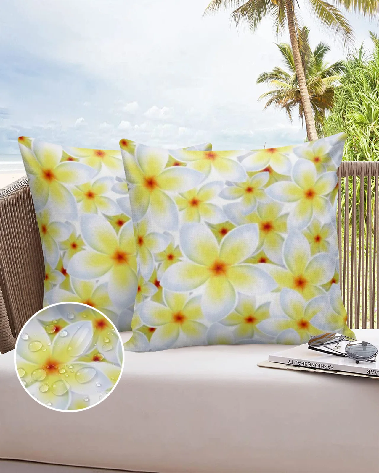 

2/4pcs Frangipani Flower Waterproof Pillowcase Home Sofa Office Cushion Covers Home Decor Comfortable Pillow Cover
