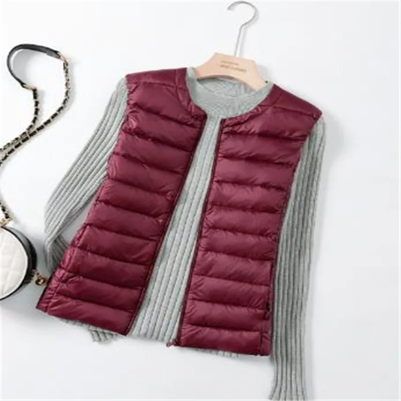 8XL Autumn Winter Women Sleeveless Waistcoat Warm Puffer Jacket Ultra Light White Duck Down Vest Female Short Oversize Outwear - 4