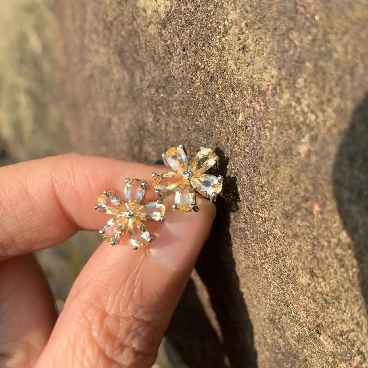 Natural Citrine 925 Sterling Silver Stud Earrings For Women Jewelry Gift Simple Peridot Jewelry Green