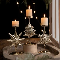 Christmas Golden Wrought Iron Candlestick Star Elk Christmas Tree Candle Holder Merry Christmas New Year Table Decoration 1