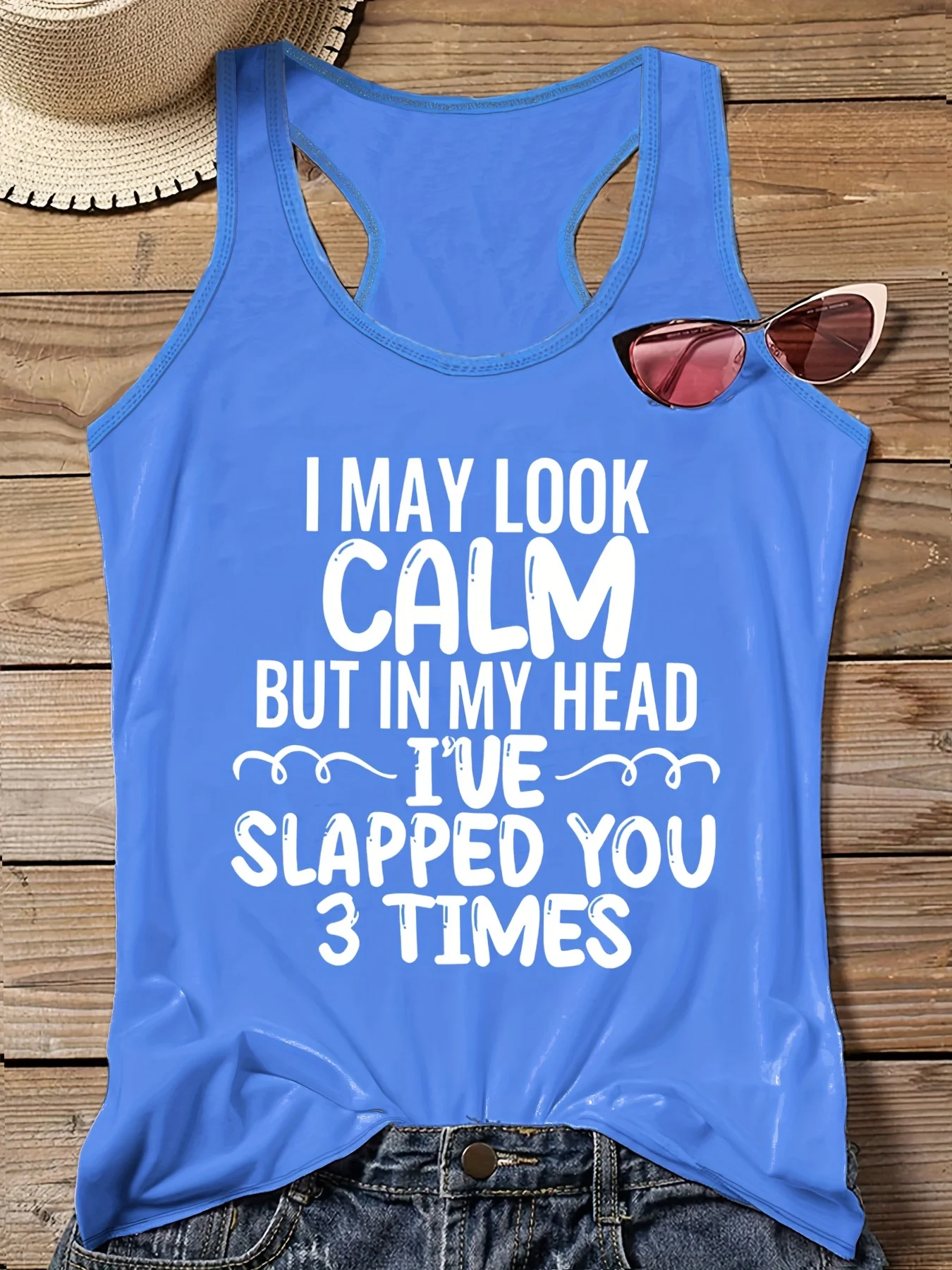 플러스 사이즈 글자 프린트 탱크 탑, 민소매 캐주얼 탑, 여름 및 용수철, 여성 플러스 사이즈 의류, 신제품 