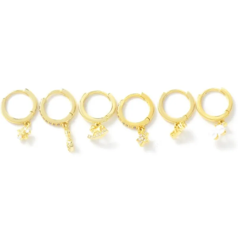 6Pcs/set Elegant Petal Pearl CZ Earring Sets for Women Golden Statement Hoop Earrings Fashion Jewelry Gifts Wholesale