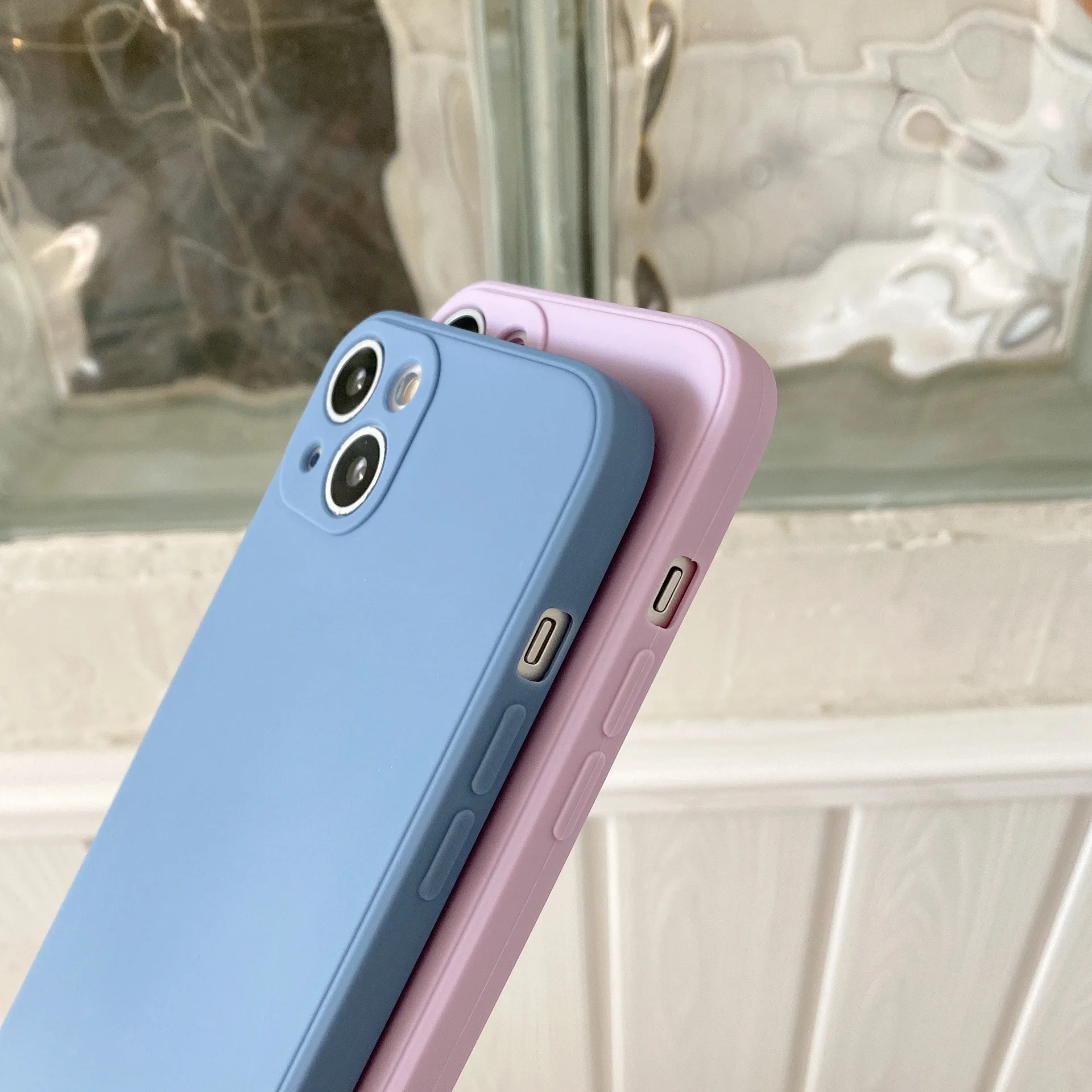 스트레이트 에지 모조 액체 실리콘 전화 쉘 케이스, 낙하 방지 보호 커버, Apple iPhone 12 Pro Max용
