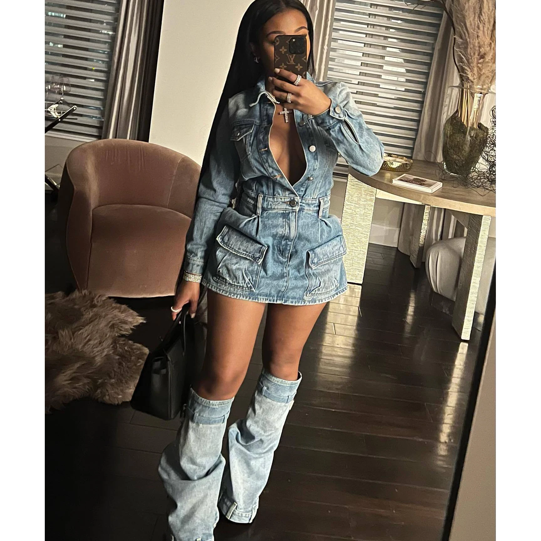 Ensemble Jean Avec Jupe – Femme, Taille S, Bleu (Yanghol)
