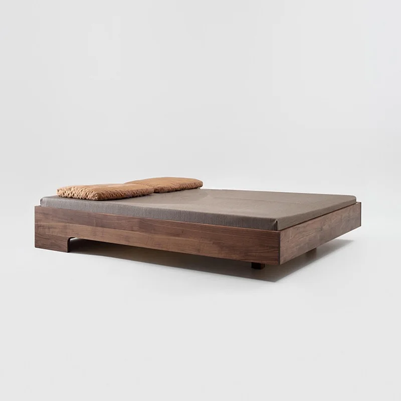 

North American Black Walnut Bed Tatami Nordic Modern Attic Oak Cherry Wood Short Small Huxing Landing