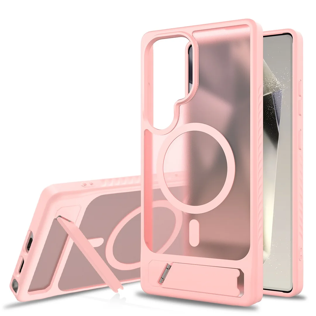 Luxury Magnetic Wireless Charging Kickstand Phone Case with Folding Holder