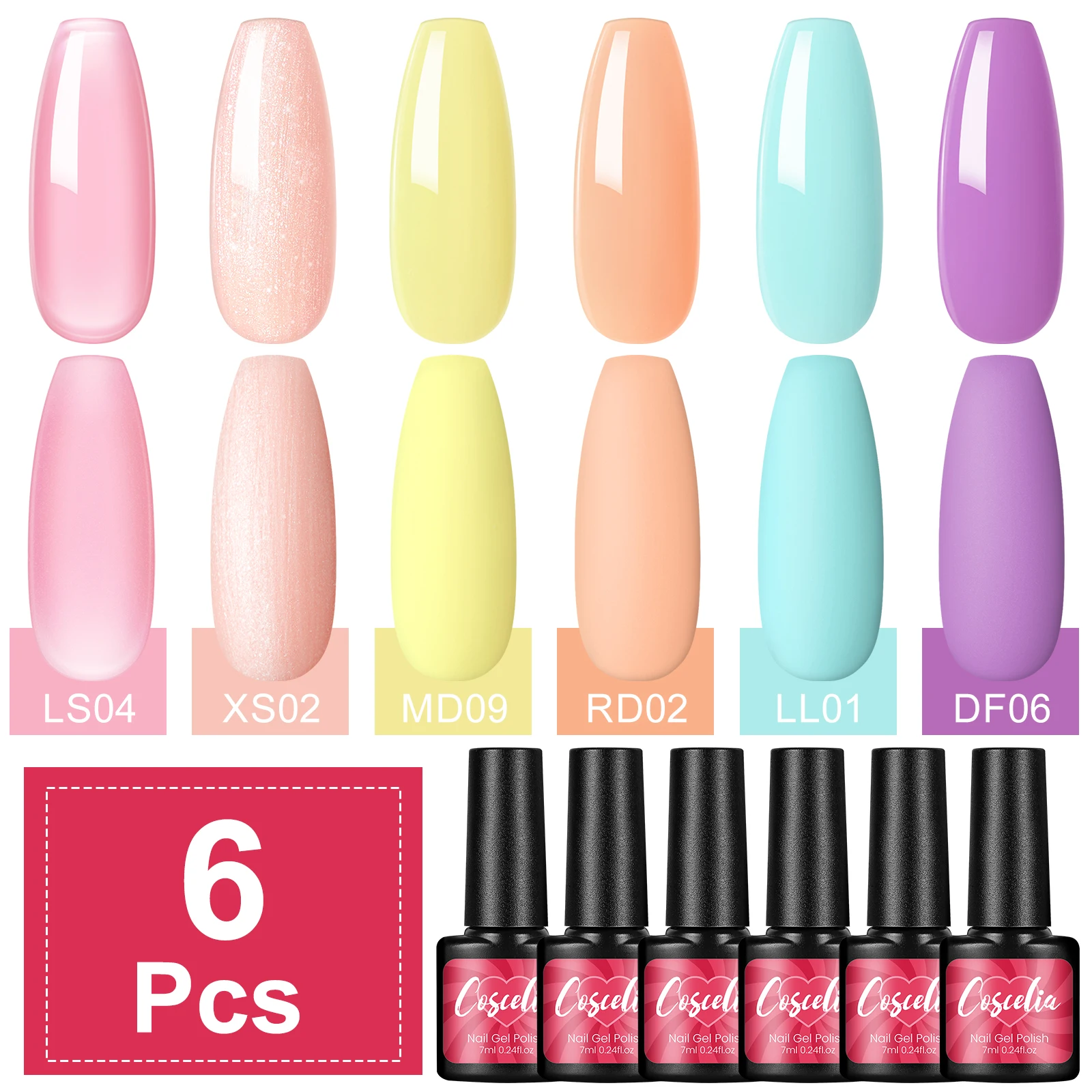 Gel Nail Polish 6Pcs/Set 7ML Semi Permanent Art LED UV Soak Off Manicure Supplies gel nail polish