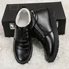 Winter Warm Fleece-Lined Men's Cotton Shoes Thickened Casual Winter Footwear Business Formal High-Top Cotton Leather Shoes