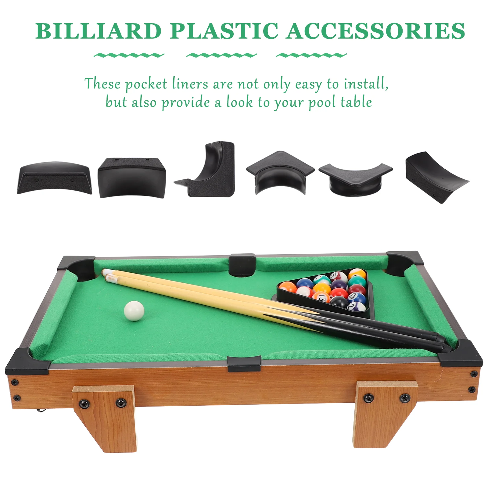 2 Sets Table Pool Billiard Parts Liners Replacement Accessory Hole Desk Game Plastics Corners Valley Pocket(Black)