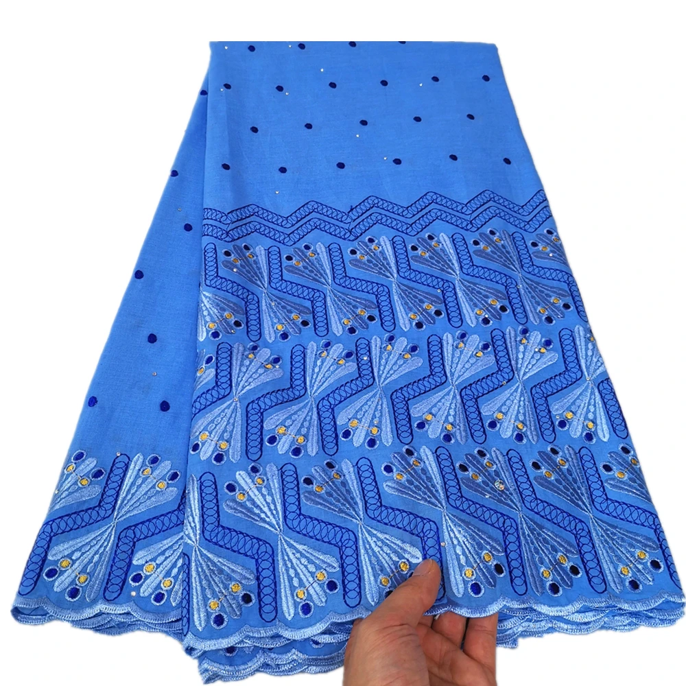

Swiss Voile Lace Fabric for Women, Embroidered Lace Fabric with Stones, Cloth for Cloth, 5 Yard