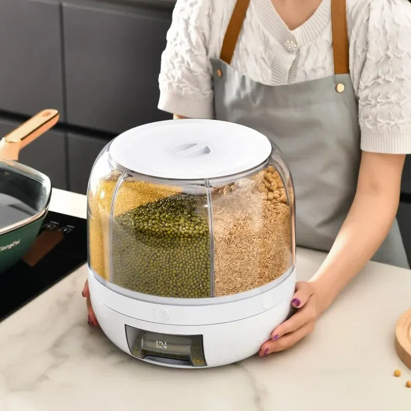 360° rotujícího obilí dávkovač obilí úložný skříňka průhledná zapečetěné džbán oběžník kuchyň rýže kbelík insectproof rýže komora