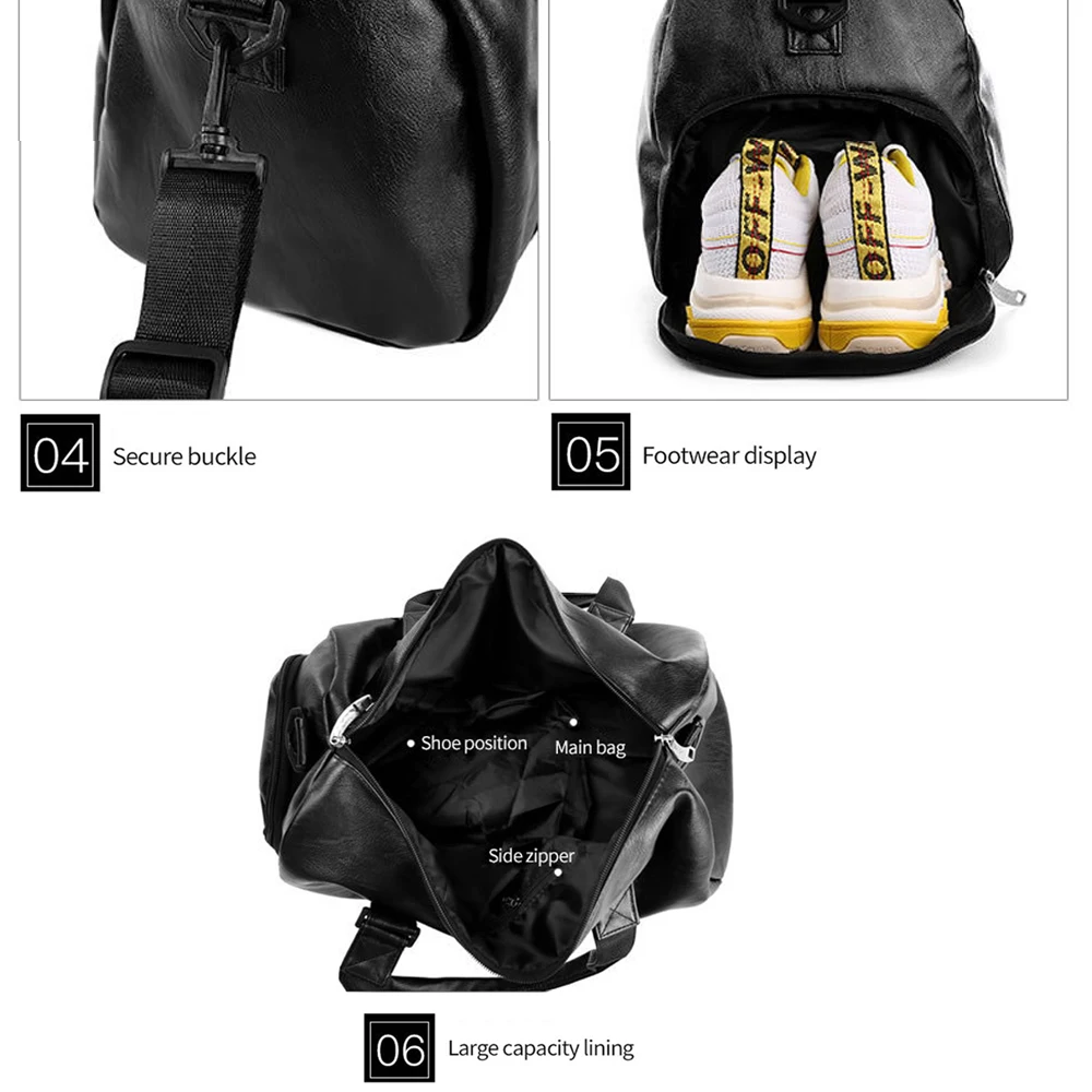 MARKROYAL PU Leather Travel Bag Independent Shoes Storage Big Fitness Bags Large Capacity Handbag Fashion Duffle Bag
