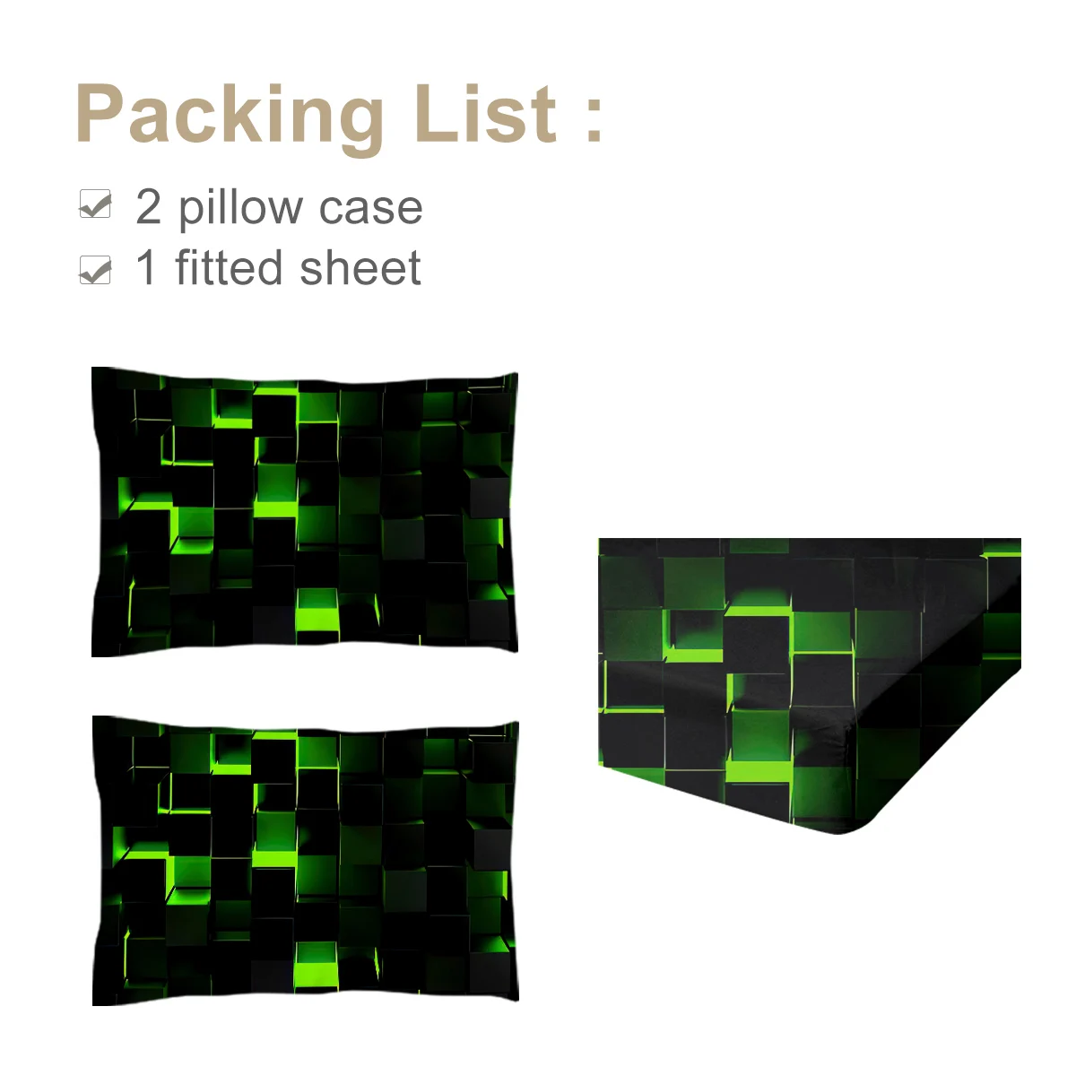 Abstract Geometry Lattice Fitted Sheet Deep Pocket Glowing Light Lightweight Bedding Set 2 Pillowcases 3 Piece 3