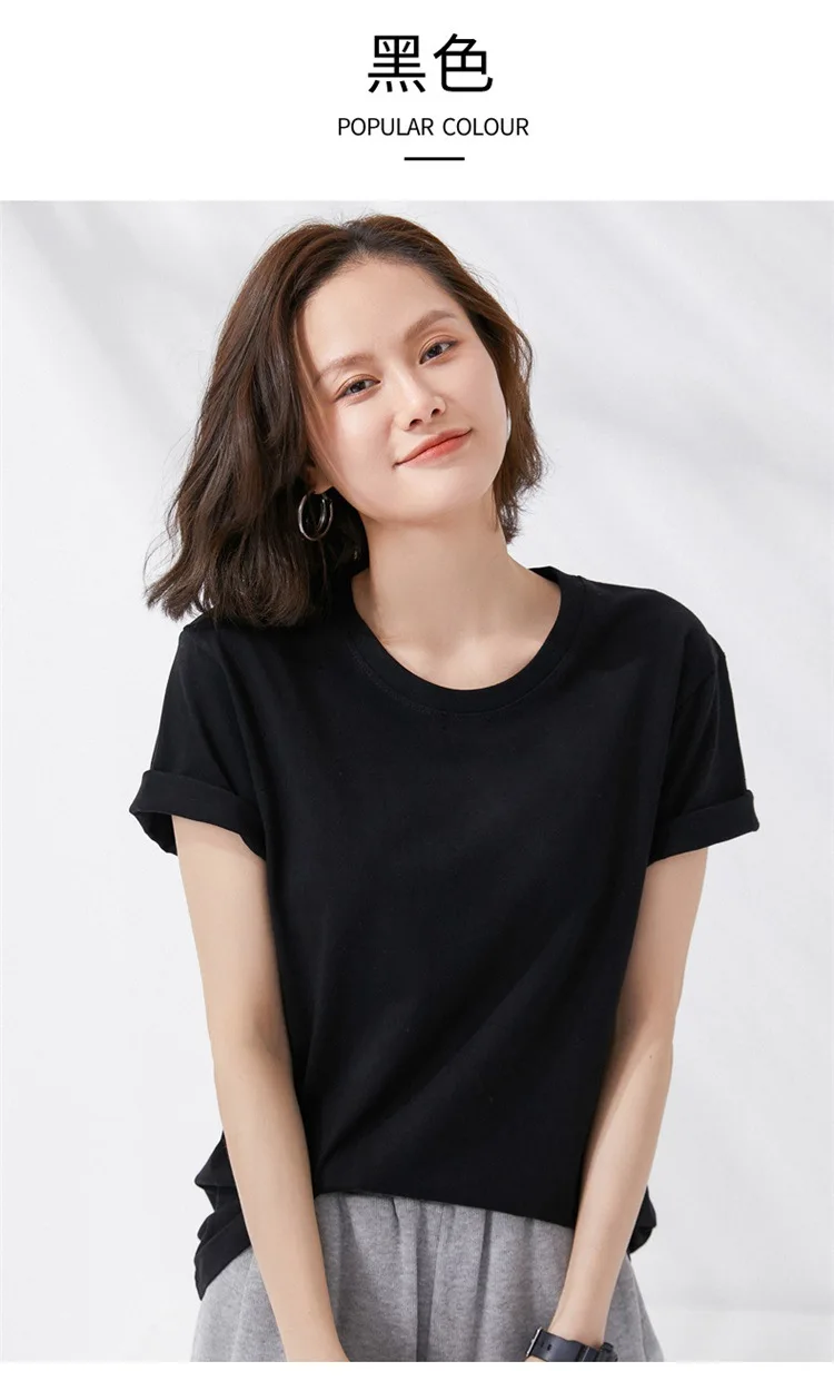 Women T-shirts 2024 Summer Tops Solid Short Sleeve Loose O-neck 100% Cotton Casual Ladies Shirts Harajuku Korean Woman Tshirts