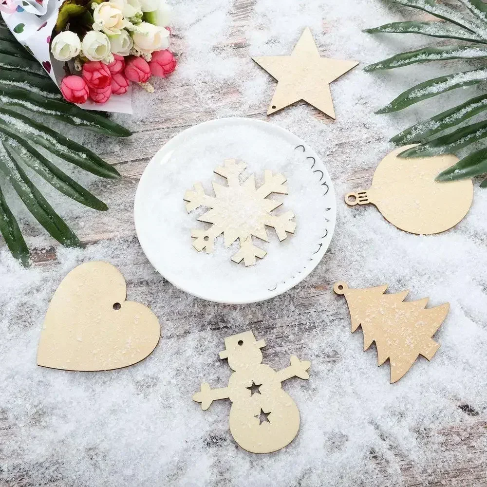 10PCS Blank Wood Discs Bulk with Holes for Crafts Centerpieces Unfinished Wooden Christmas Cutouts Ornaments To Paint