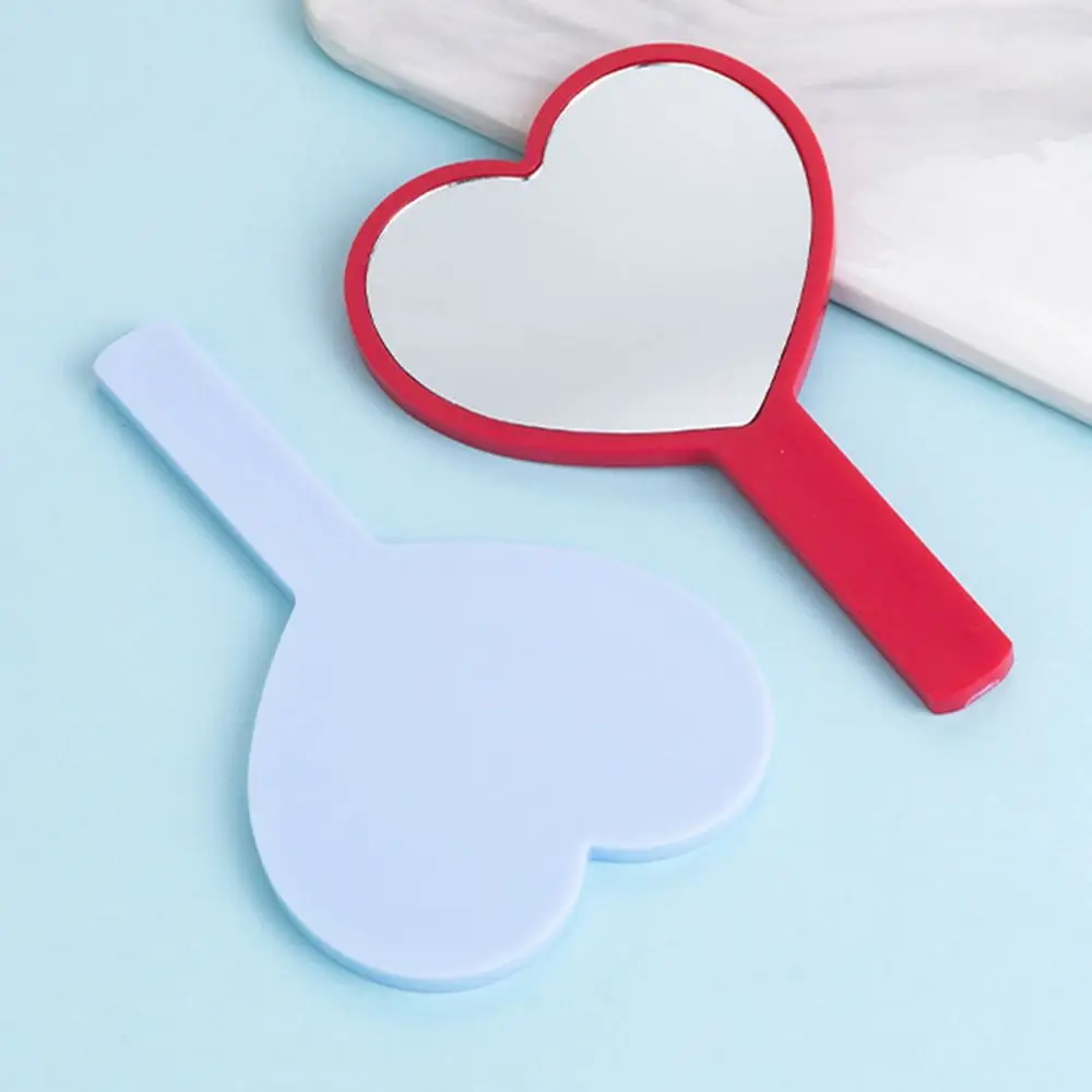 Durable Cute Heart Handle Mirror Sweet Personalized Love Makeup Mirror High Definition Compact Vanity Mirror Women
