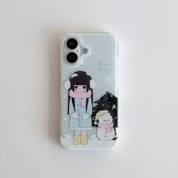 Cute Manga Girl Snowy Sky Phone Case - Trendy & Versatile Design - iPhone 15 Plus (A)
