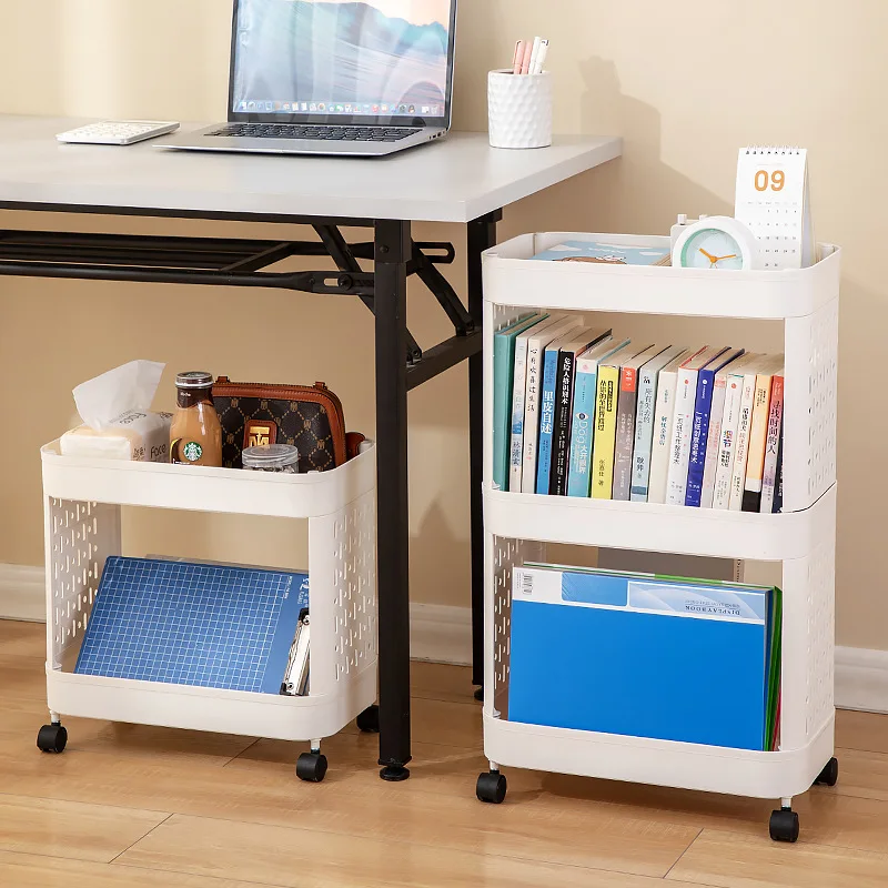 Simple Multifunction Removable Trolley Storage Rack Under Desk Floor Desk Sewn A4 Documents Magazine Book Organizer Storage Rack