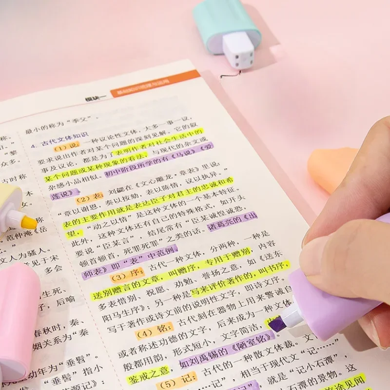 6 Pcs/Lot Cute Cartoon Highlighters School Office Stationery Students Drawing Supplies Kawaii Ice Cream Mini Paint Marker Pen 4