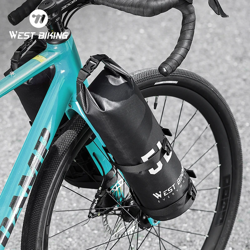 

WEST BIKING 5L Waterproof Bike Fork Bag Portable Cycling Pack Large Capacity Electric Scooter Bicycle Front Bag Bike Accessories