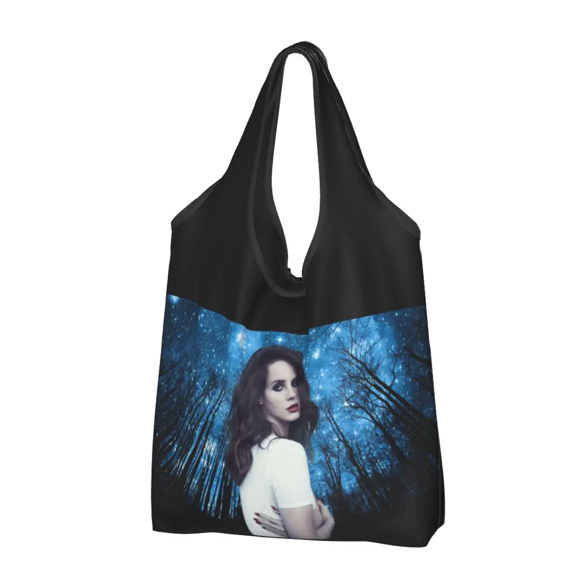 Borsa Della Spesa Lana Del Rey Durevole Grande Riutilizzabile Riciclare Pieghevole Heavy Duty Music Singer Shopping Eco Bag Lavabile Con Custodia