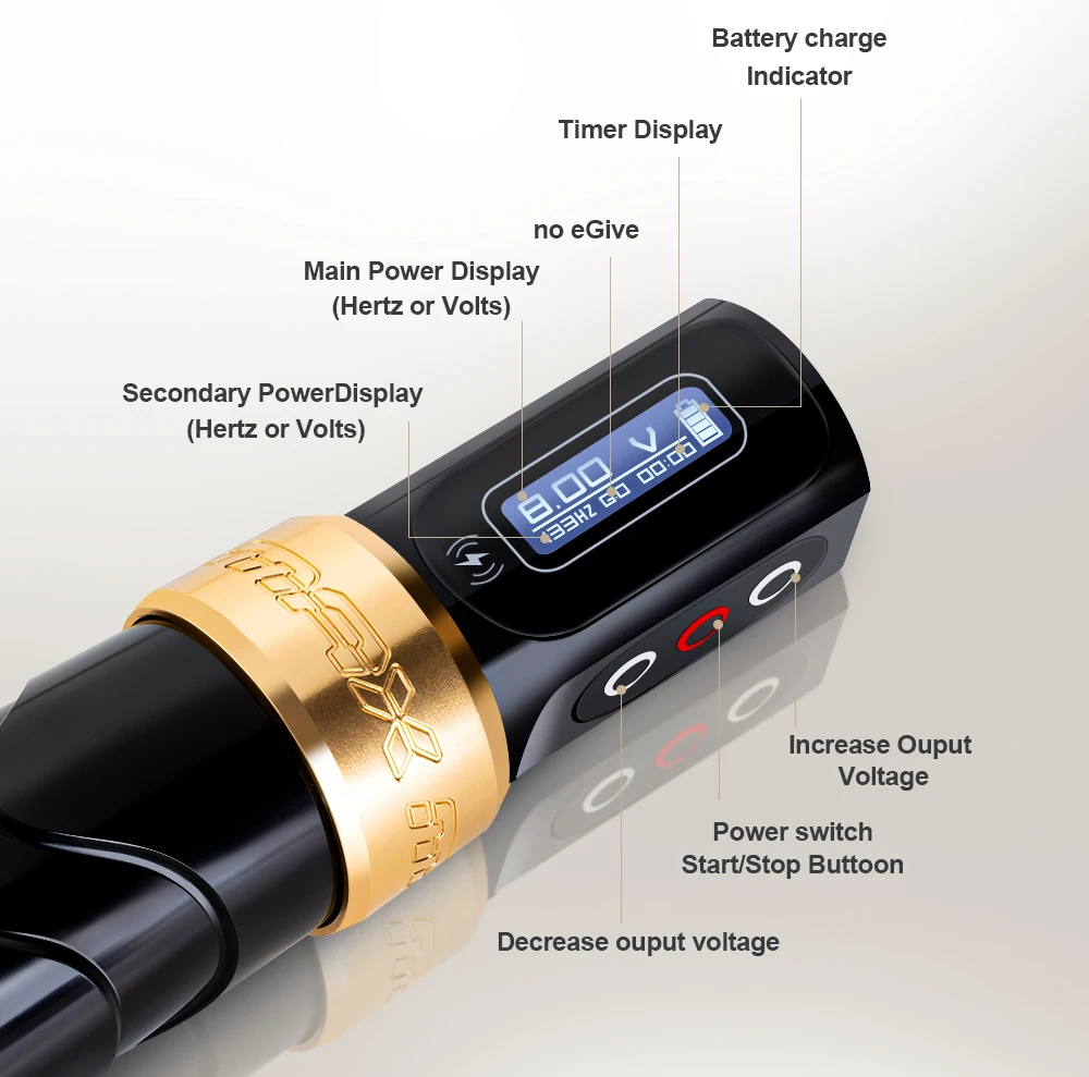FLUX MAX Wireless Tattoo Machine 3.5/4.0/4.6 Stroke 2400mAh 2 battery Tattoo Kit