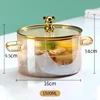 1500ML Clear Glass Saucepan with Dual Handles Soup Cooking Pot with Cover Heat Resistant Kitchen Cooking Tools 6